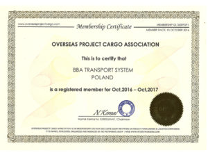BBA Transport Certyfikat OPCA